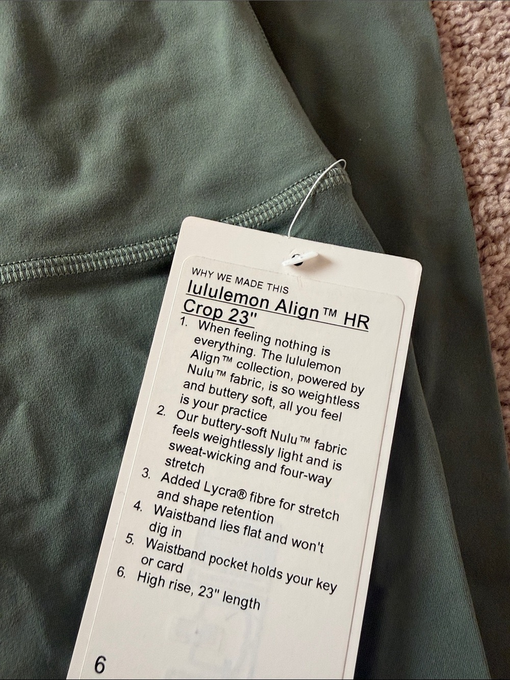 lululemon athletica High-Rise Leggings in Sage Green 23” - Picture 2 of 7